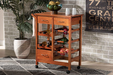Load image into Gallery viewer, Baxton Studio Crayton Modern and Contemporary Oak Brown Finished Wood and Silver-Tone Metal Mobile Kitchen Storage Cart
