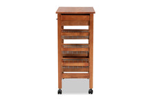 Load image into Gallery viewer, Baxton Studio Crayton Modern and Contemporary Oak Brown Finished Wood and Silver-Tone Metal Mobile Kitchen Storage Cart
