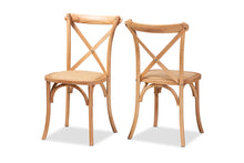 Load image into Gallery viewer, Baxton Studio Tartan Mid-Century Modern Brown Woven Rattan and Wood 2-Piece Dining Chair Set
