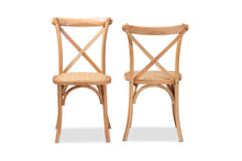 Load image into Gallery viewer, Baxton Studio Tartan Mid-Century Modern Brown Woven Rattan and Wood 2-Piece Dining Chair Set

