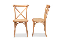 Load image into Gallery viewer, Baxton Studio Tartan Mid-Century Modern Brown Woven Rattan and Wood 2-Piece Dining Chair Set
