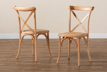 Load image into Gallery viewer, Baxton Studio Tartan Mid-Century Modern Brown Woven Rattan and Wood 2-Piece Dining Chair Set
