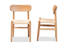 Load image into Gallery viewer, Baxton Studio Raheem Mid-Century Modern Brown Hemp and Wood 2-Piece Dining Chair Set
