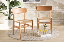 Load image into Gallery viewer, Baxton Studio Raheem Mid-Century Modern Brown Hemp and Wood 2-Piece Dining Chair Set
