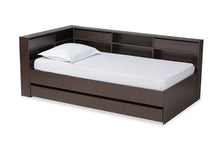 Load image into Gallery viewer, Baxton Studio Faraday Modern and Contemporary Dark Brown Finished Wood Twin Size Platform Storage Corner Bed
