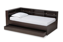 Load image into Gallery viewer, Baxton Studio Faraday Modern and Contemporary Dark Brown Finished Wood Twin Size Platform Storage Corner Bed

