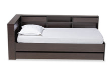 Load image into Gallery viewer, Baxton Studio Faraday Modern and Contemporary Dark Brown Finished Wood Twin Size Platform Storage Corner Bed
