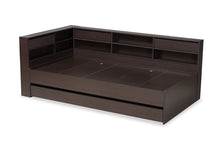 Load image into Gallery viewer, Baxton Studio Faraday Modern and Contemporary Dark Brown Finished Wood Twin Size Platform Storage Corner Bed
