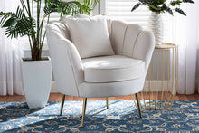 Load image into Gallery viewer, Baxton Studio Garson Glam and Luxe Beige Velvet Fabric Upholstered and Gold Metal Finished Accent Chair
