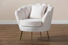 Load image into Gallery viewer, Baxton Studio Garson Glam and Luxe Beige Velvet Fabric Upholstered and Gold Metal Finished Accent Chair
