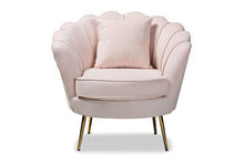 Load image into Gallery viewer, Baxton Studio Garson Glam and Luxe Blush Pink Velvet Fabric Upholstered and Gold Metal Finished Accent Chair
