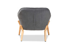 Load image into Gallery viewer, Baxton Studio Valentina Mid-Century Modern Transitional Grey Velvet Fabric Upholstered and Natural Wood Finished Armchair
