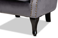 Load image into Gallery viewer, Baxton Studio Fletcher Classic and Traditional Grey Velvet Fabric Upholstered and Dark Brown Finished Wood Armchair
