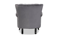 Load image into Gallery viewer, Baxton Studio Relena Classic and Traditional Grey Velvet Fabric Upholstered and Dark Brown Finished Wood Armchair
