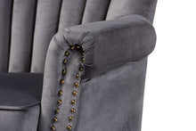 Load image into Gallery viewer, Baxton Studio Relena Classic and Traditional Grey Velvet Fabric Upholstered and Dark Brown Finished Wood Armchair

