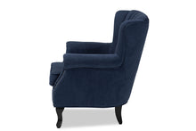 Load image into Gallery viewer, Baxton Studio Relena Classic and Traditional Navy Blue Velvet Fabric Upholstered and Dark Brown Finished Wood Armchair
