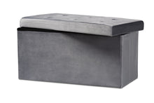Load image into Gallery viewer, Baxton Studio Castel Modern and Contemporary Charcoal Velvet Fabric Upholstered Wood Storage Ottoman
