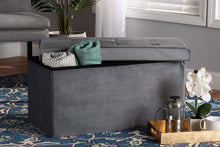 Load image into Gallery viewer, Baxton Studio Castel Modern and Contemporary Charcoal Velvet Fabric Upholstered Wood Storage Ottoman
