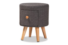 Load image into Gallery viewer, Baxton Studio Rocco Modern Transitional Dark Grey Fabric Upholstered and Oak Brown Finished Wood 1-Drawer Ottoman Stool
