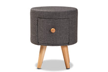 Load image into Gallery viewer, Baxton Studio Rocco Modern Transitional Dark Grey Fabric Upholstered and Oak Brown Finished Wood 1-Drawer Ottoman Stool
