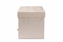 Load image into Gallery viewer, Baxton Studio Gerwin Modern and Contemporary Beige Fabric Upholstered and Oak Brown Finished Wood 2-Drawer Storage Ottoman
