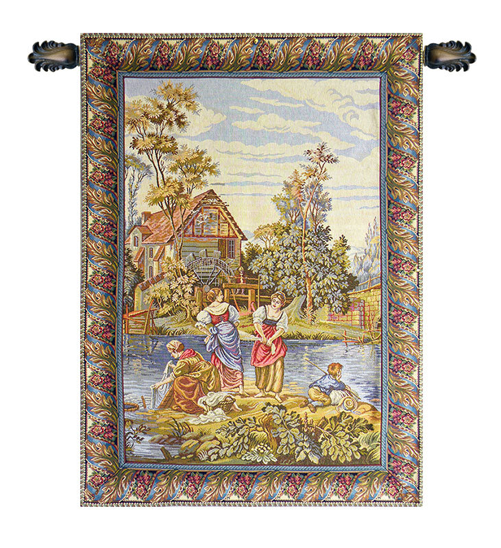 Washing by the Lake Small Vertical  Italian Tapestry