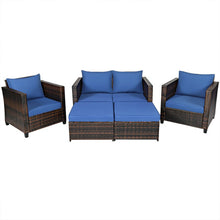 Load image into Gallery viewer, 5 Pieces Patio Cushioned Rattan Furniture Set-Navy
