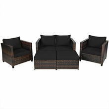 Load image into Gallery viewer, 5 Pieces Patio Cushioned Rattan Furniture Set-Black
