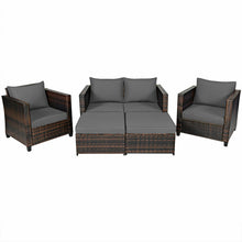 Load image into Gallery viewer, 5 Pieces Patio Cushioned Rattan Furniture Set-Gray
