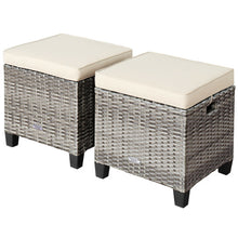 Load image into Gallery viewer, 2 Pieces Patio Rattan Ottoman Seat with Removable Cushions-Beige

