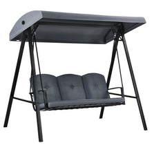 Load image into Gallery viewer, Outdoor 3-Seat Porch Swing with Adjust Canopy and Cushions-Gray
