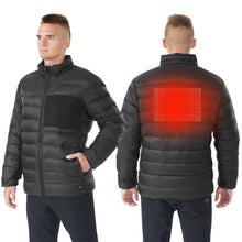 Load image into Gallery viewer, Electric USB Men’s Down Heated Jacket Thermal Stand Collar Coat-Black-M
