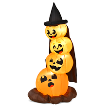 Load image into Gallery viewer, 7 Feet Halloween Inflatable Pumpkin Combo with Witch&#39;s Hat and LED Lights
