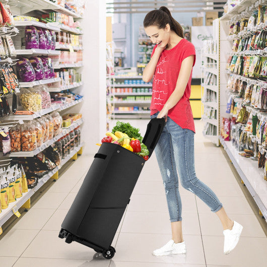 Folding Shopping Cart with 38 L Removable Waterproof Bag-Black