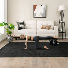 Load image into Gallery viewer, 12 Pieces Puzzle Interlocking Flooring Mat with Anti-slip and Waterproof Surface-Black
