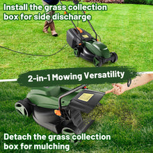 Load image into Gallery viewer, 10-AMP 13.5 Inch Adjustable Electric Corded Lawn Mower with Collection Box-Green
