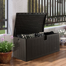 Load image into Gallery viewer, 130 Gallon Patio All Weather Storage Container with Lockable Lid-Brown
