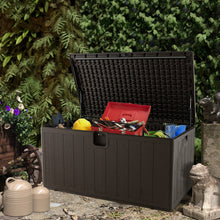 Load image into Gallery viewer, 130 Gallon Patio All Weather Storage Container with Lockable Lid-Brown
