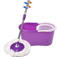 Load image into Gallery viewer, Microfiber Spining Magic Spin Mop W/Bucket 2 Heads Rotating 360° easy floor mop-purple
