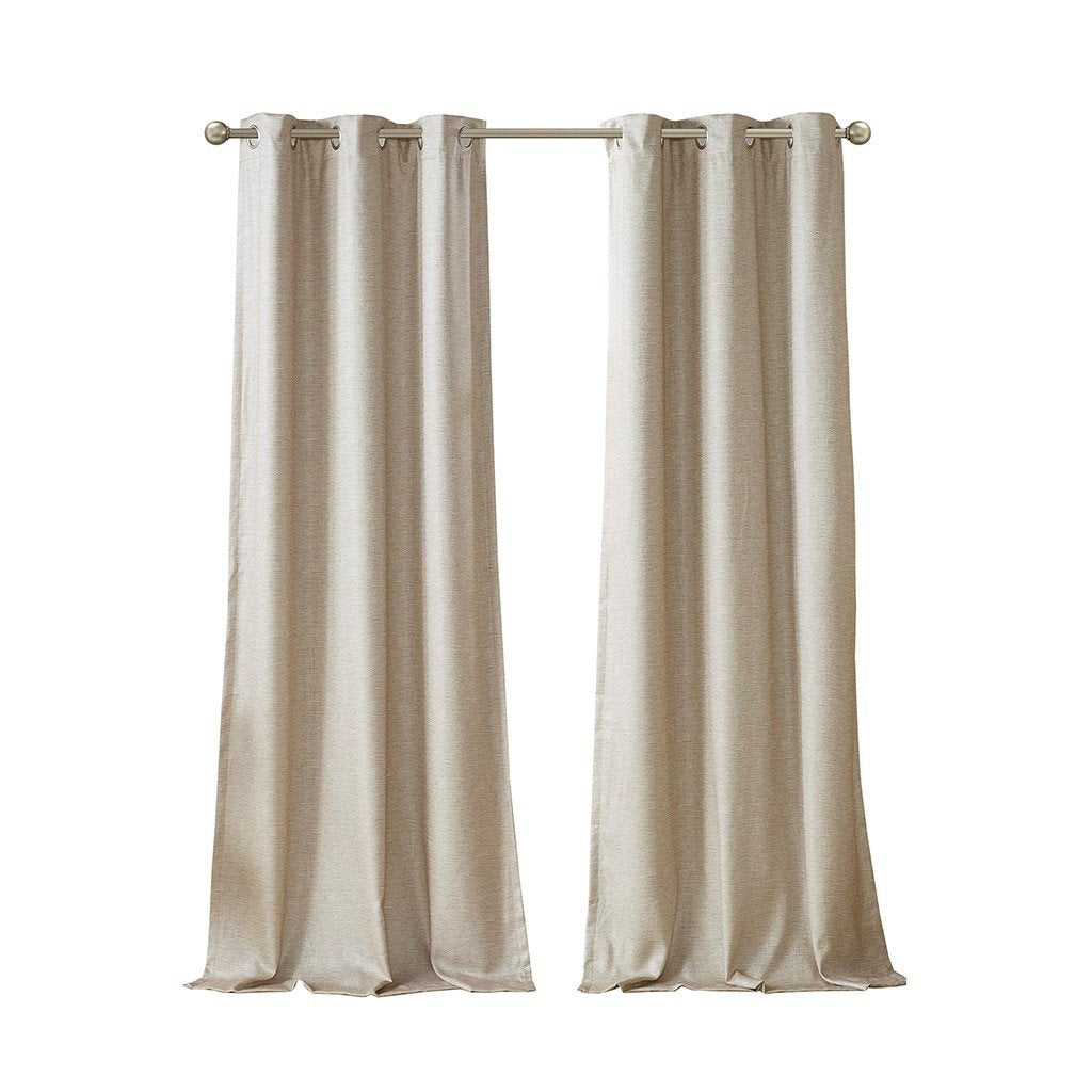 Sunsmart Como 100% Polyester Printed Faux Silk Total Blackout Window Panel Pair- Taupe SS40-0139 By Olliix