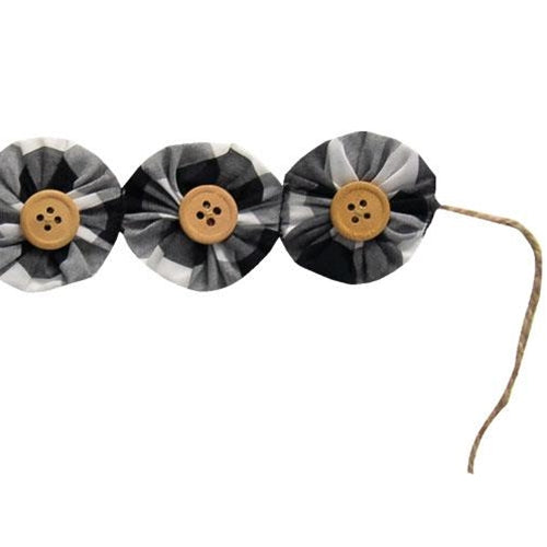 Black & White Buffalo Check Yo-Yo Garland (Pack of 2)