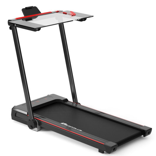 2.25 HP 3-in-1 Folding Treadmill with Table Speaker Remote Control-Black