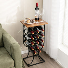 Load image into Gallery viewer, 14 Bottles Wine Rack with Detachable and Lockable Wheels-Black
