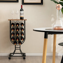 Load image into Gallery viewer, 14 Bottles Wine Rack with Detachable and Lockable Wheels-Black
