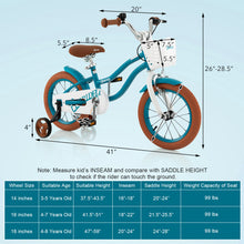 Load image into Gallery viewer, 14 Inch Kid&#39;s Bike with Removable Training Wheels and Basket-Blue
