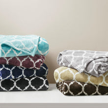 Load image into Gallery viewer, Madison Park Ogee 100% Polyester Printed Microlight Brushed Throw W/1&quot; Self Hem MP50-3509 By Olliix
