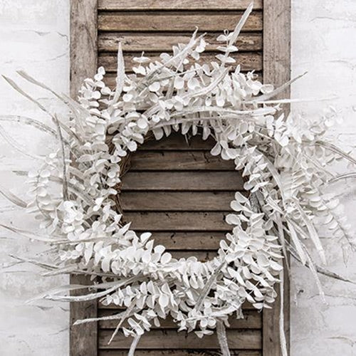 Winter White Sparkle Eucalyptus Wreath
