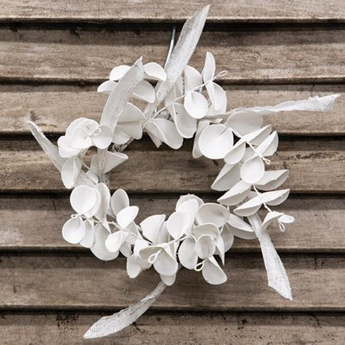 Winter White Sparkle Eucalyptus Candle Ring (Pack of 4)