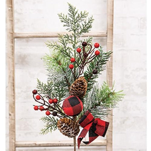 Sparkle Buffalo Check Pine Spray (Pack of 2)