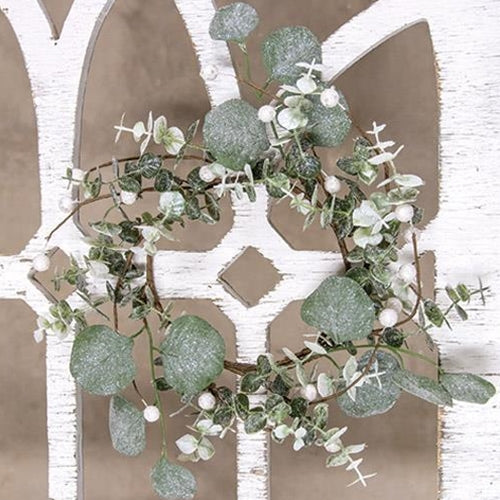 Glitter Frosted Eucalyptus Mini Wreath (Pack of 2)